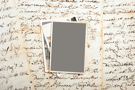 old letter with old picturesの写真素材