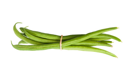 Green Beans  with leaves  isolated on whiteの写真素材