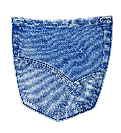 blue jeans back pocket  isolated on whiteの写真素材