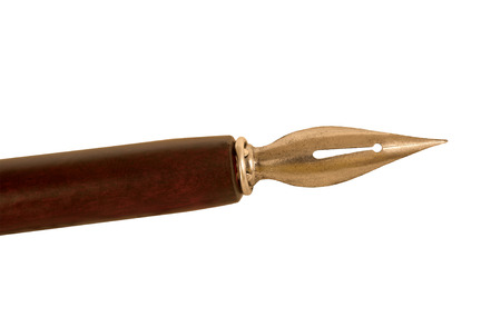 old nib pen isolated on white backgroundの写真素材