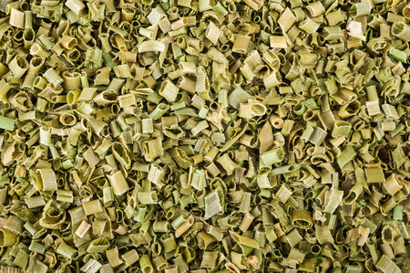 Dried chives chopped background, food backgroundの写真素材