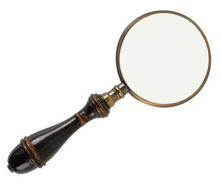 Vintage magnifying glass isolated on white backgroundの写真素材