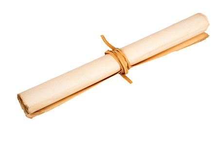Old Rolled parchment isolated on white background