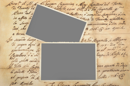 Old letters with old pictures with empty spaceの写真素材
