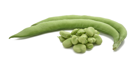 broad beans or fava beans isolated on  white backgroundの写真素材
