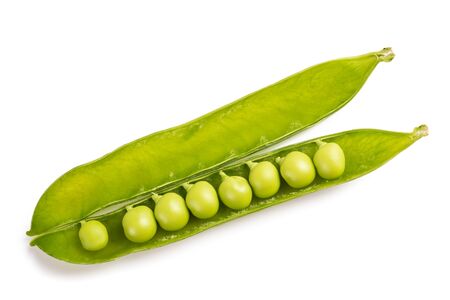 fresh  peas  in pod isolated on  white background.の写真素材