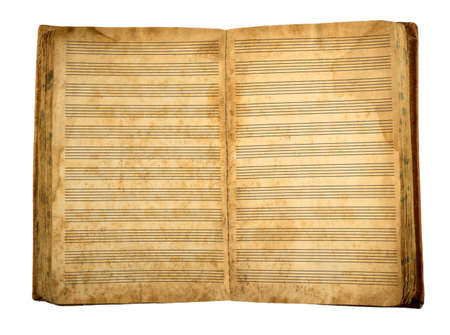 old blank musical book isolated on whiteの写真素材