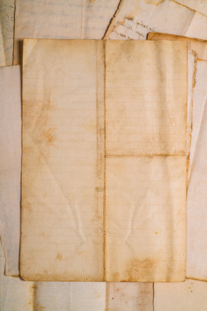 Stacked old sheets group with space to writeの写真素材