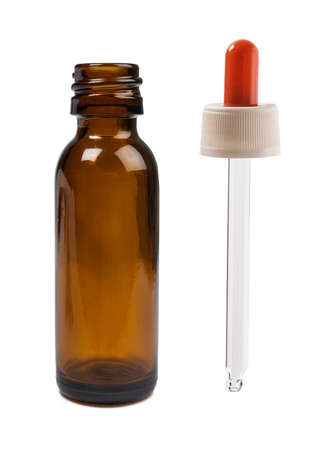 Dropper Bottle with Clear Glass Eye Dropper isolated on whiteの写真素材