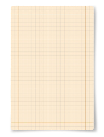 Yellowed squared paper sheet backgroundの写真素材