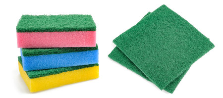 Kitchen Cleaning Sponges isolated on white backgroundの写真素材