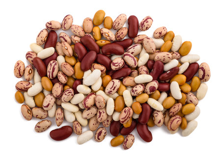 Mixed beans group isolated on white backgroundの写真素材