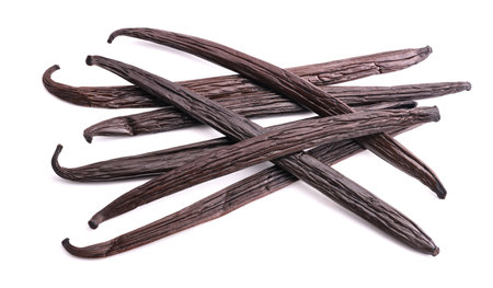 Vanilla sticks group isolated on white backgroundの写真素材