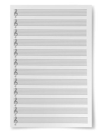 Blank Sheet Music Composition Manuscript Staff isolated on  white backgroundの写真素材