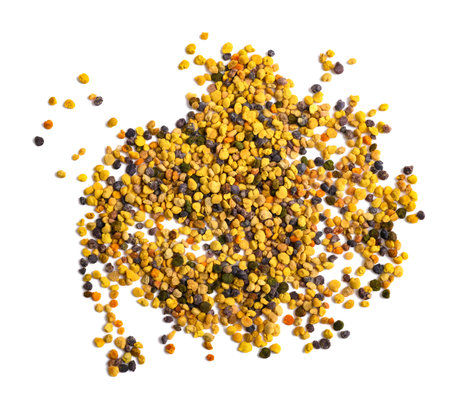 Bee pollen  isolated on white backgroundの写真素材