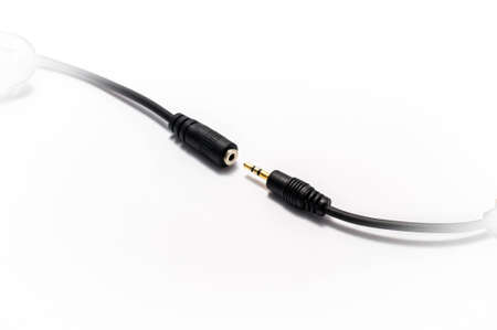 Male and female jack connectors with wiresの写真素材