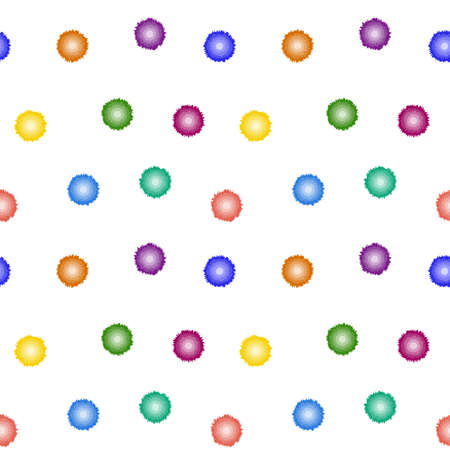 Abstract colorful seamless pattern of multicolor round blobs on white background. For children textile or stuffのイラスト素材