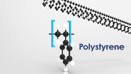 polystyrene monomer and polymere 3d structureの写真素材