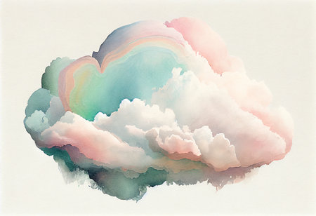 Watercolor sky with clouds. Watercolor illustration for your design.の素材