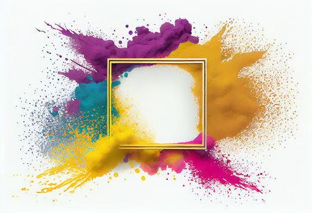 Frame with watercolor paint splashes on white background. Vector illustration.の素材