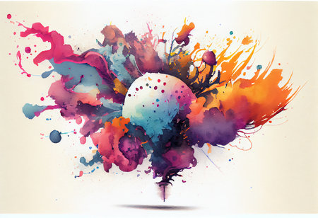Watercolor paint splashes on a white background. Vector illustration.の素材