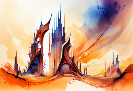 abstract color design art watercolor illustration painting on canvas background.の素材