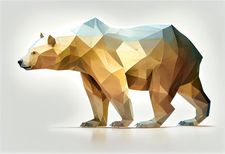 Polygonal bear on a white background. Geometric illustration.の素材