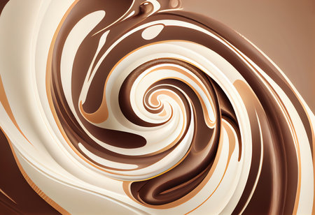 Chocolate swirl background. 3d rendering, 3d illustration.の素材