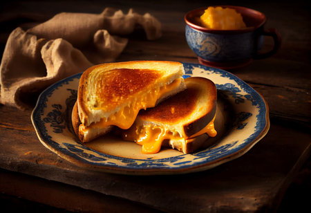 Sandwiches with butter and honey on a plate. Selective focus.の素材