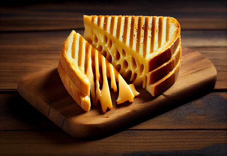 Cheese collection, piece of fresh yellow cheese on wooden board close upの素材