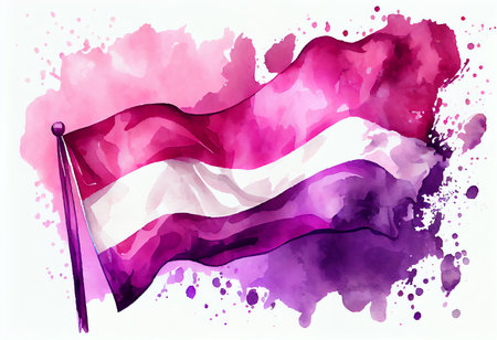 Austria Flag With Gradient Mesh, Watercolor Illustration.の素材