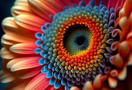 Colorful gerbera daisy flower close-up macro photographyの素材