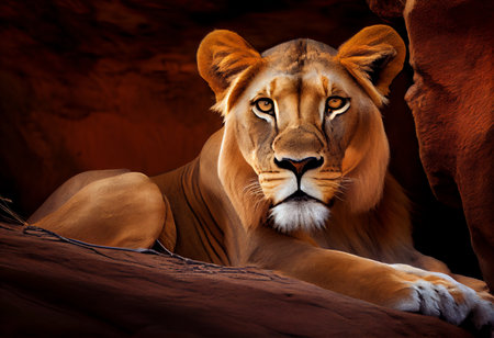 Portrait of a lioness in the rocks of the Grand Canyonの素材