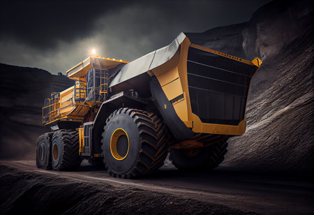 Dump truck working on a coal mine. 3D rendering.の素材