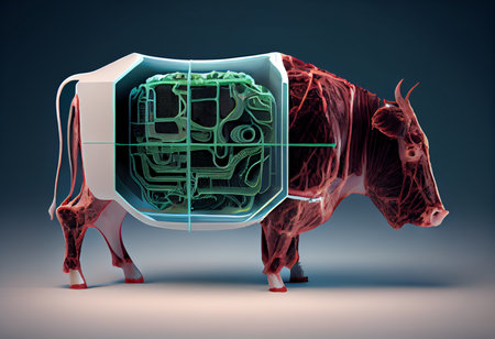 3d render of a human body with a human brain made of wireframeの素材