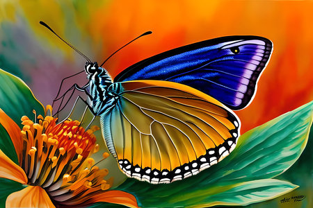 Butterfly on a flower. Illustration for your design.の素材