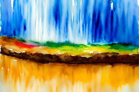 Rainbow watercolor on paper texture. Abstract art background. Oil painting style.の素材