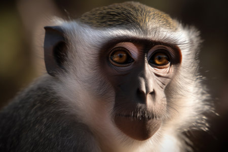 Vervet monkey (Vervet monkey) close up portraitの素材