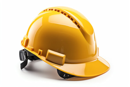 Hard hat isolated on white background. 3d illustration. Studio shot.の素材