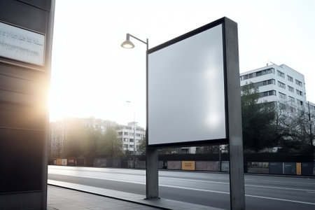 Blank billboard on the street at sunset. Mock up for designの素材