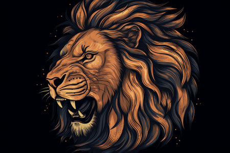 Lion head vector illustration for t-shirt design or tattoo.の素材