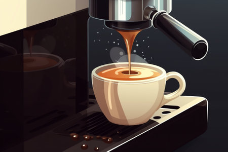 Coffee pouring into a cup of coffee. 3d illustrationの素材
