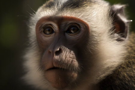 Close up portrait of a long-tailed monkey (Cercopithecus mona)の素材
