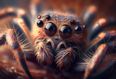 jumping spider macro close up for halloween concept 3d illustrationの素材