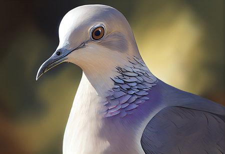 Pigeon in the nature. 3D illustration of a bird.の素材