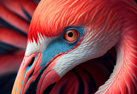 Portrait of a red flamingo in close-up, 3d renderの素材