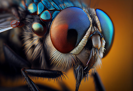 Macro shot of a fly, extreme closeup of a flyの素材