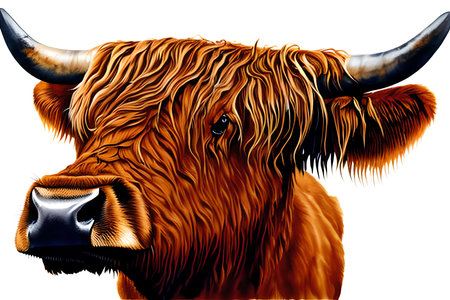 Bull head. Isolated on a white background. 3d rendering.の素材