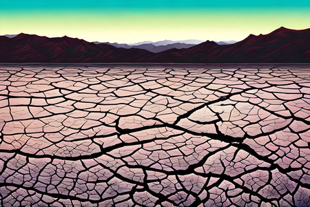 Dry land with cracks. Global warming concept. 3D renderingの素材