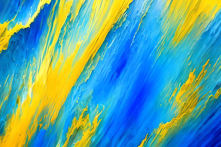 Abstract acrylic paint background in blue, yellow and yellow colors. Acrylic paint textureの素材